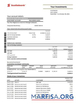 Printable Chile Scotiabank bank statement excel template